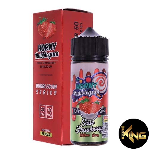 HORNY-BUBBLEGUM-SOUR-STRAWBERRY-100ML-E-LIQUID.jpg HORNY BUBBLEGUM SOUR STRAWBERRY 120ML E-LIQUID - Image 1